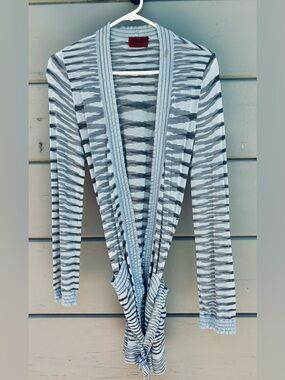 Missoni Light Gray & White Striped Knit Top
